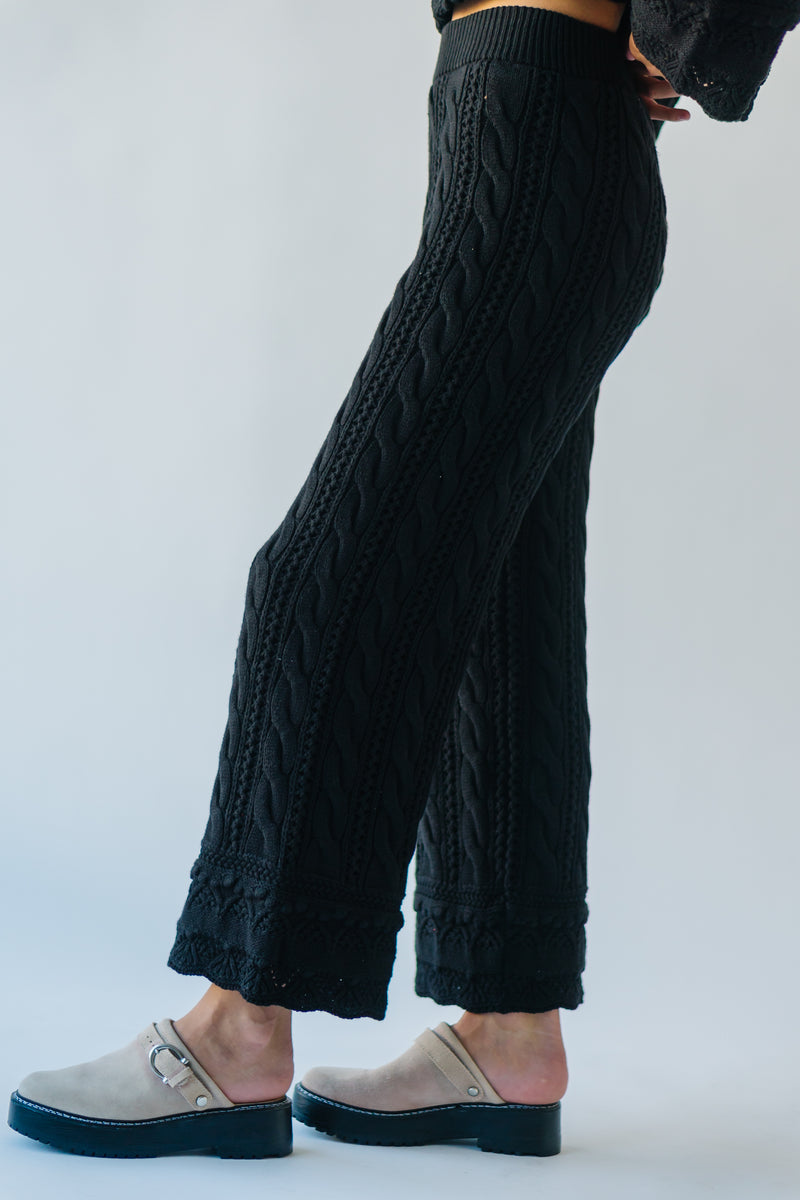 Textured Cropped Wide Leg Pants for Women in Black | P7123-BLACK – Glik's